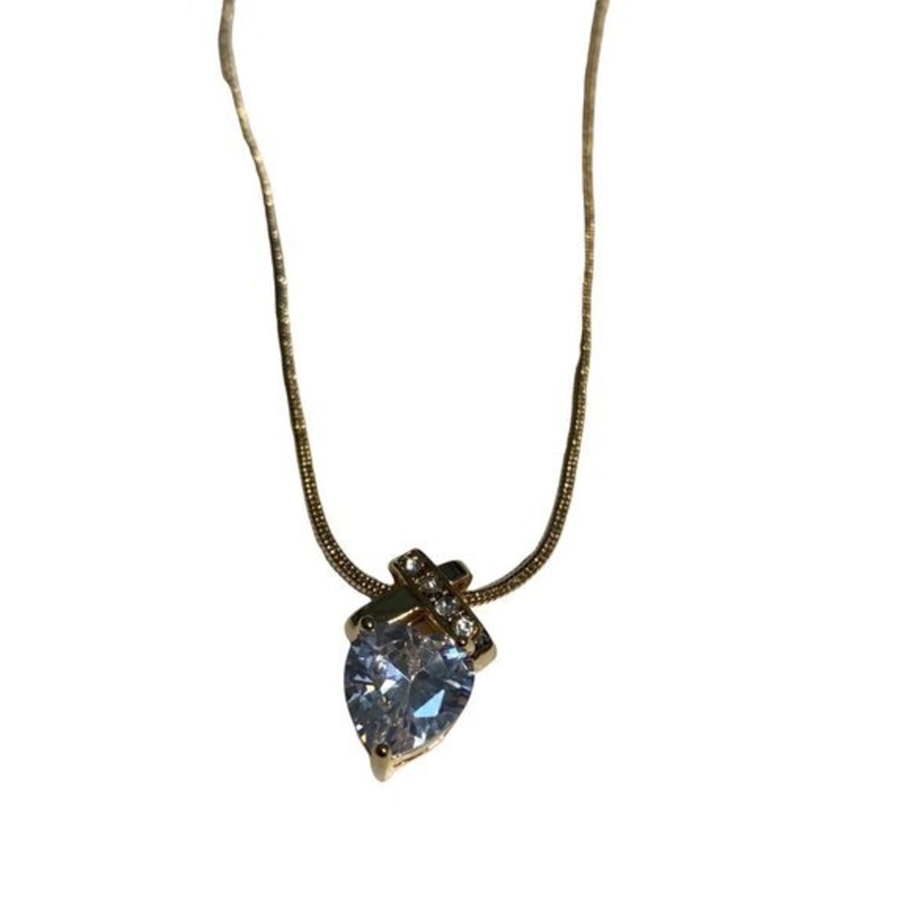 Heart Pendant Necklace Women Gold Tone CZ‎ Romantic Coquette Aesthetic